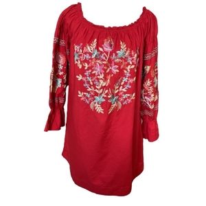 Free People Fleur Du Jeur Floral Embroidered Mini Multi Color